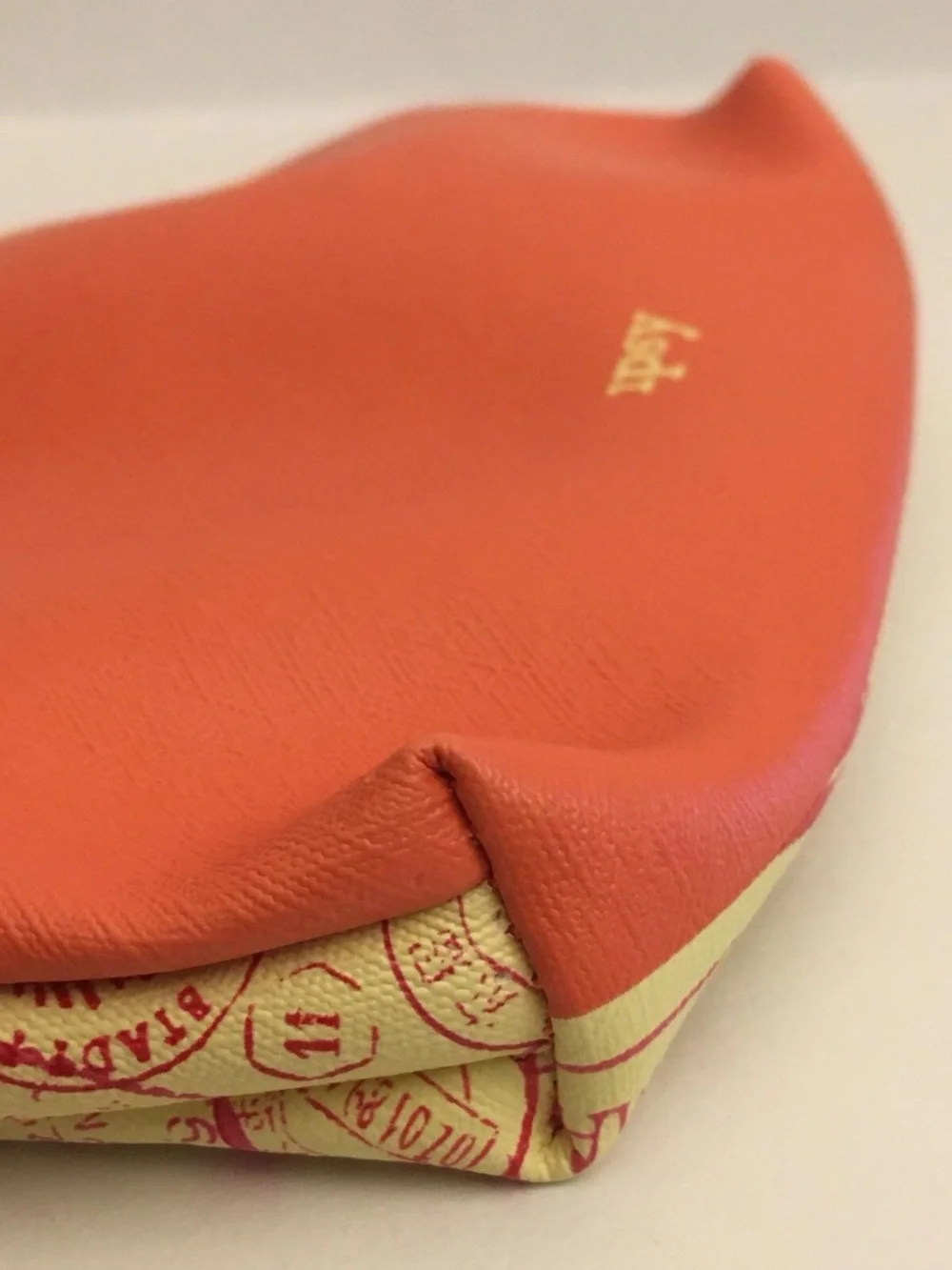 Ipsy Travel Stamp Print Makeup Bag Cosmetic Pouch Orange Zip Toiletry Case